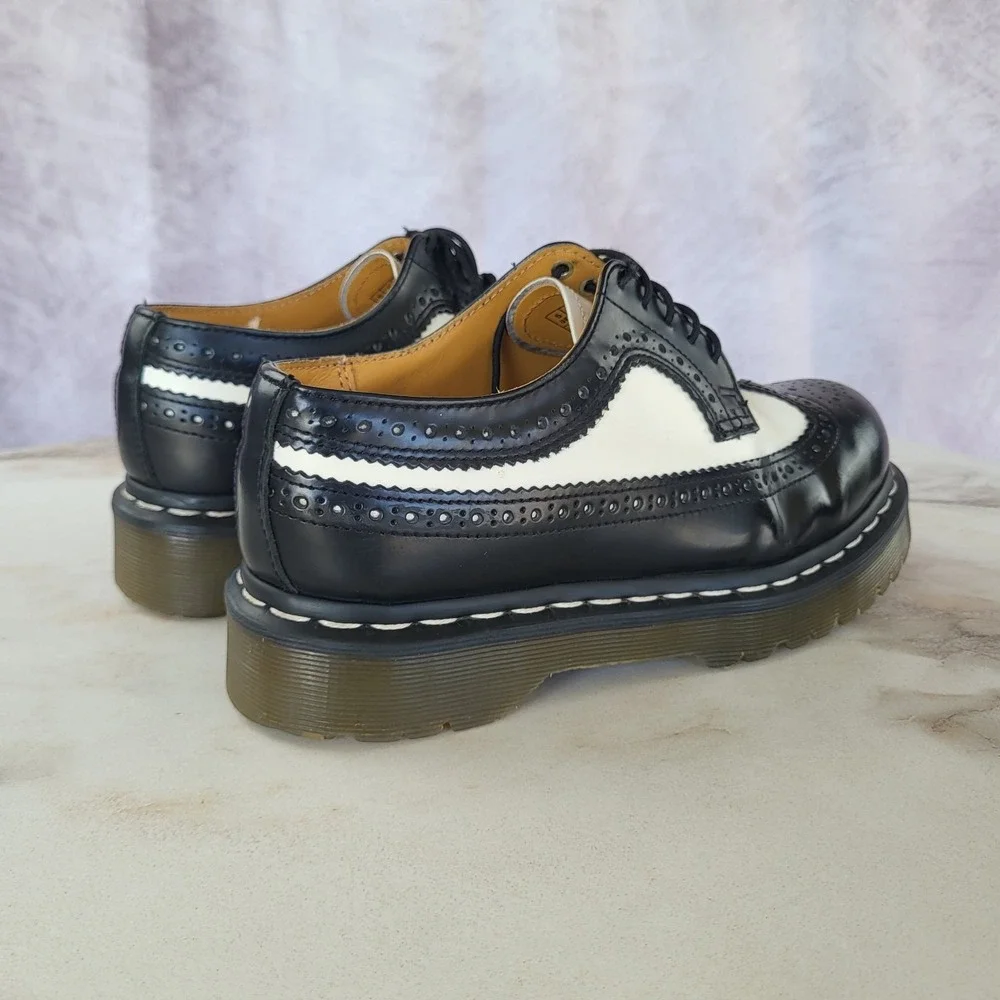 Dr. Martens 3989 Bex Long Wing Derby Two Tone Black White Size 6 Men's